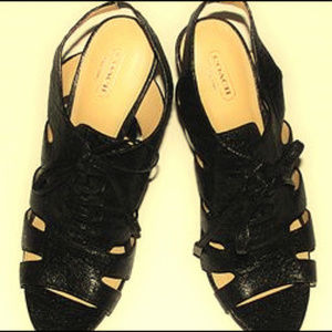 Coach Moreen Metallic Leather Platform Sandals